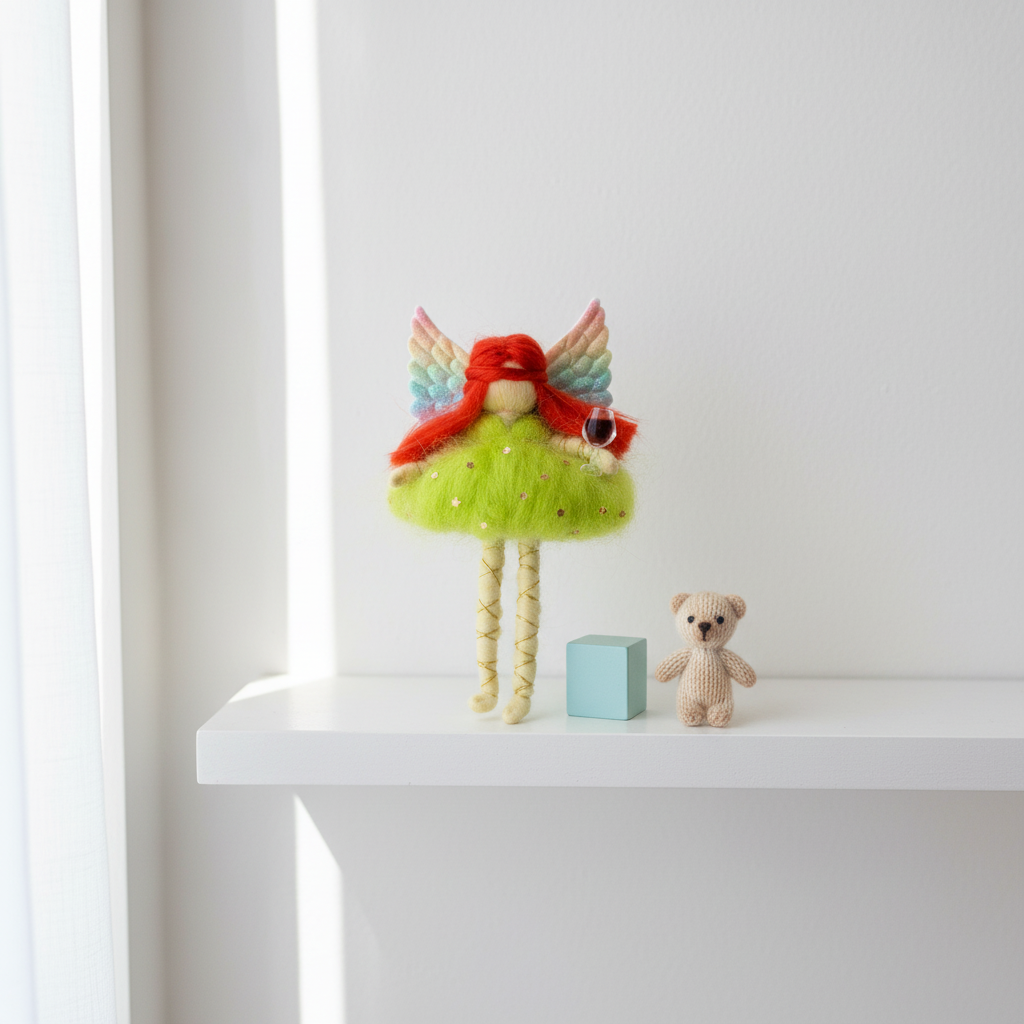Handmade Ballerina Fairy Fridge Magnet - Whimsical Wool Felt Art Doll