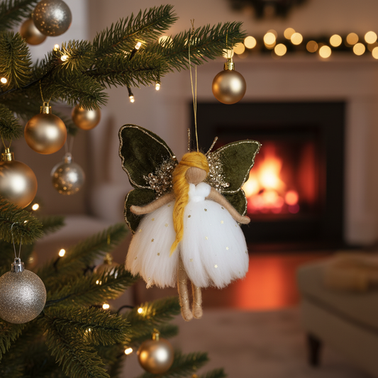 Handcrafted Golden Meadow Fairy Ornament