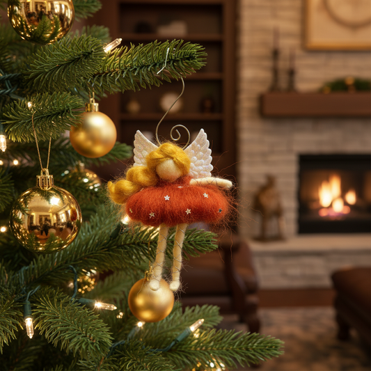 Charming Handmade Needle Felt Angel Fairy Ornament - Sparkling Christmas Decoration