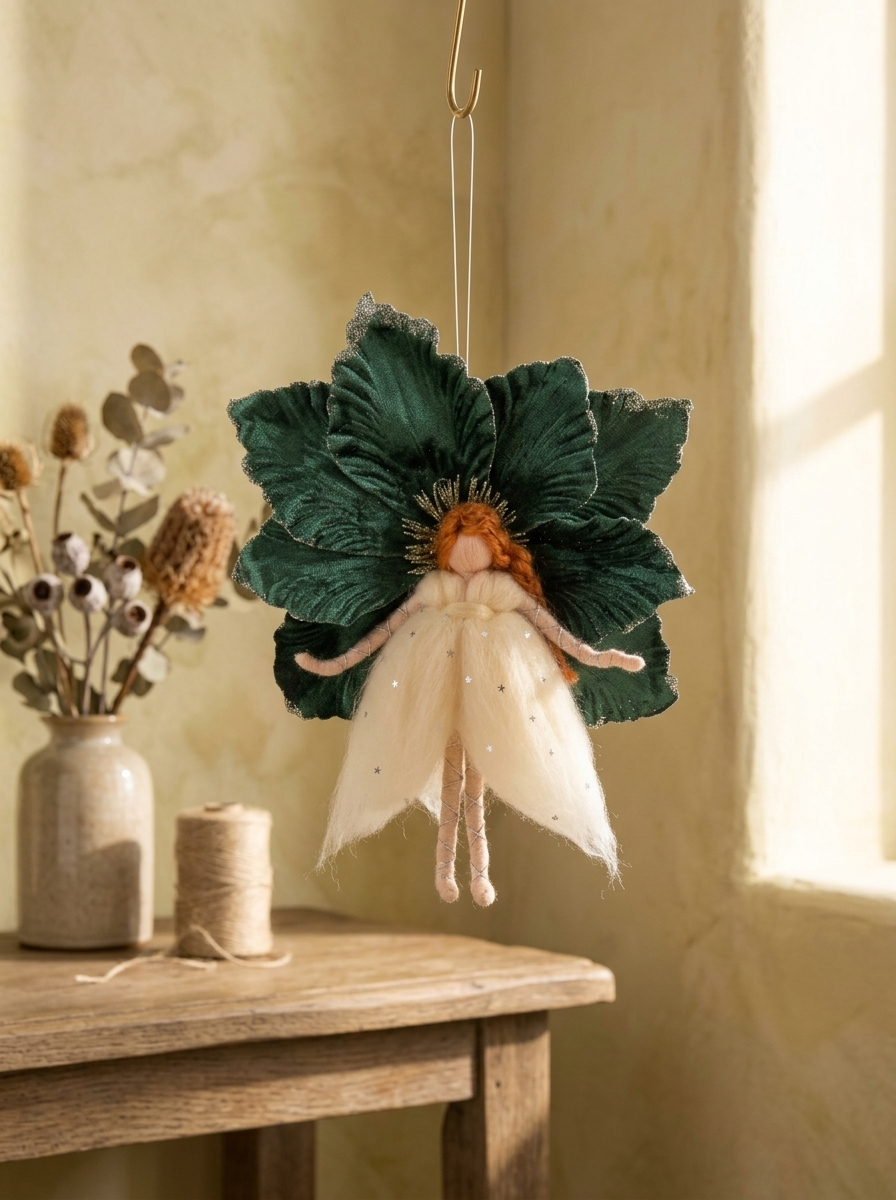 Limited Edition - Handcrafted Emerald Blossom Fairy Hanging Ornament