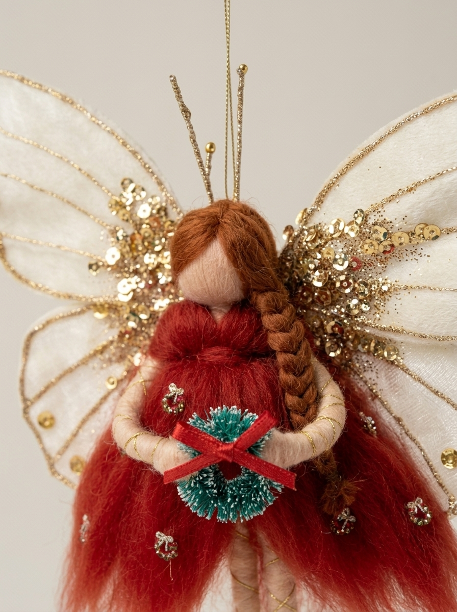 Festive Fairy Hanging Ornament with Sequined Wings