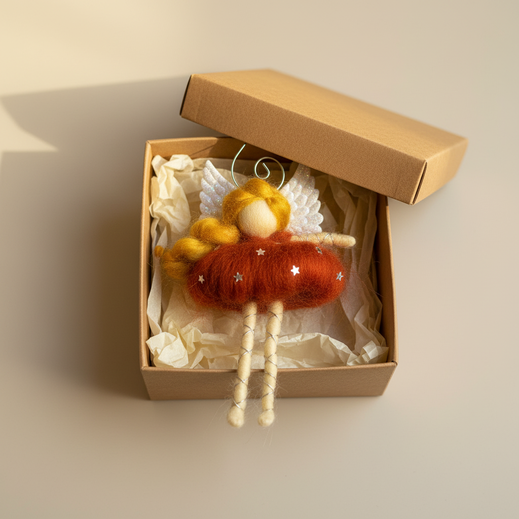 Charming Handmade Needle Felt Angel Fairy Ornament - Sparkling Christmas Decoration