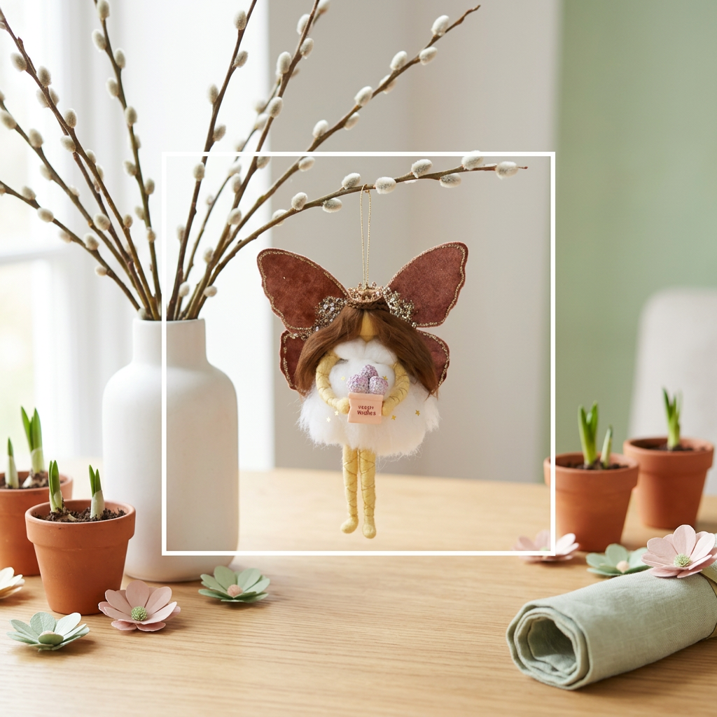 Handmade Best Wishes Fairy Ornament - Brown Velvet Winged Whimsical Fairy Doll Gift