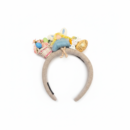 Handmade Easter Bunny and Felt Doll Whimsical Alice Band for Spring Celebrations