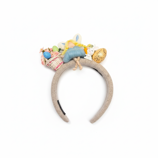 Handmade Easter Bunny and Felt Doll Whimsical Alice Band for Spring Celebrations