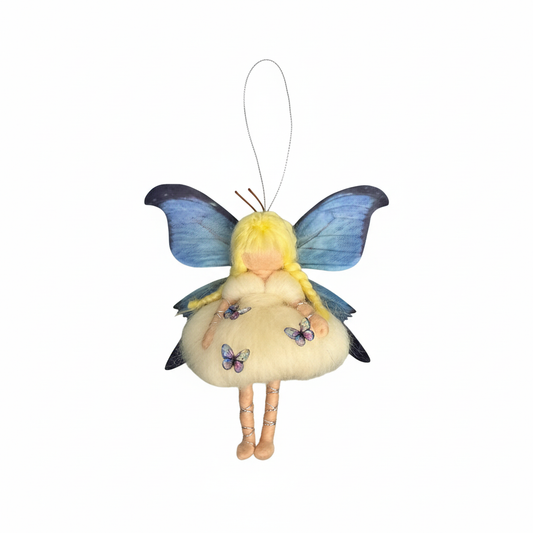 Handmade Needle Felted Butterfly Fairy Ornament - Whimsical Hanging Decoration