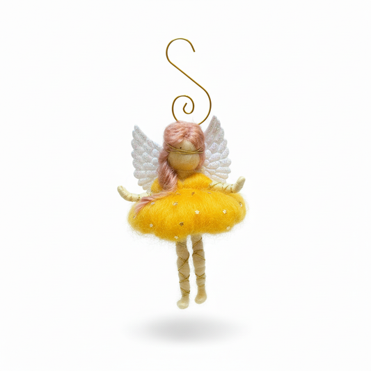Handmade Fairy Angel Christmas Tree Ornament, Whimsical Felt Decoration, 10cm Tall