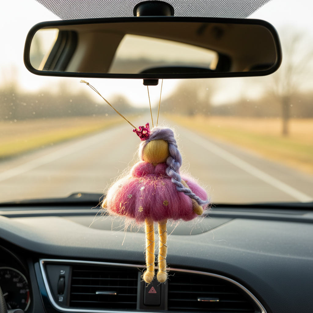 Enchanting Needle-Felted Princess Doll with Crown - Handmade Wool Fairy Ornament