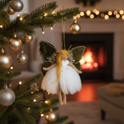 Handcrafted Golden Meadow Fairy Ornament