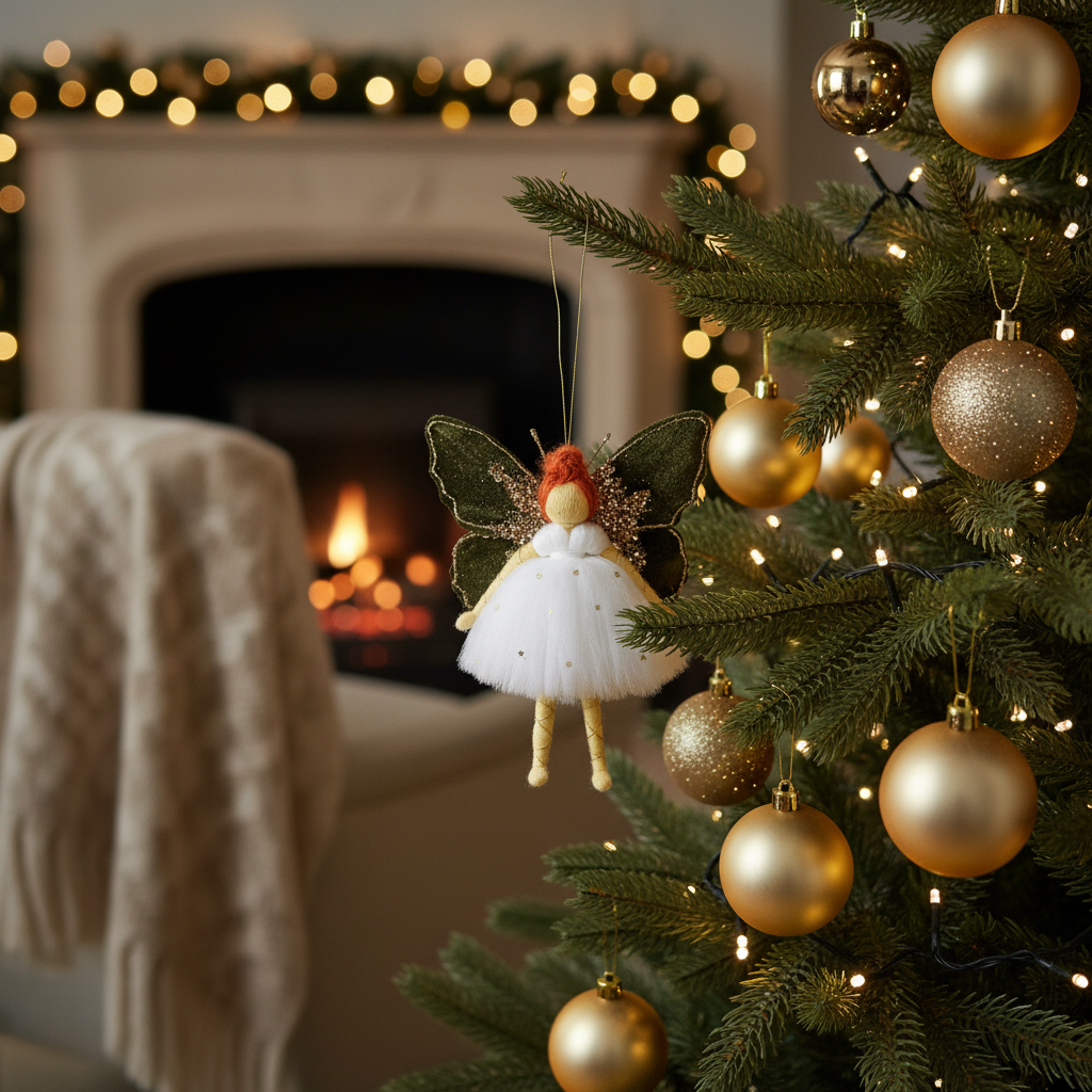 Handcrafted Golden Meadow Fairy Ornament