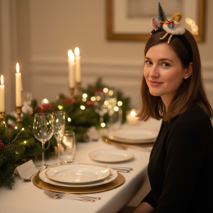 Handcrafted Felted Christmas Fairy Headband – Golden Reindeer Fairy