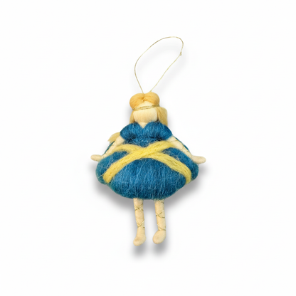 Nordic Winter Fairy – Handcrafted Ornament in Blue and Gold - St Albans Edition