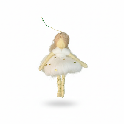 Celestial Star Fairy – Handcrafted Ornament in White and Gold
