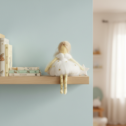 Celestial Star Fairy – Handcrafted Ornament in White and Gold