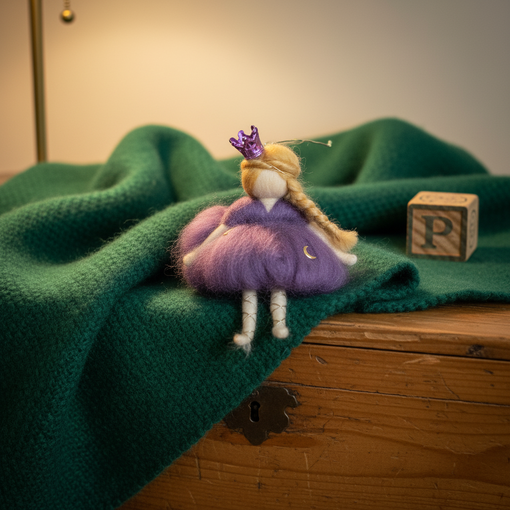 Midnight Moon Fairy – Handcrafted Ornament with Purple Dress and Crown