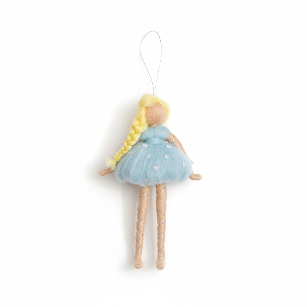 Frostlight Fairy – Handcrafted Ornament in Ice Blue Dress