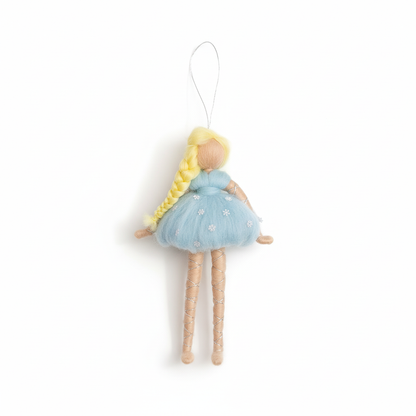 Frostlight Fairy – Handcrafted Ornament in Ice Blue Dress