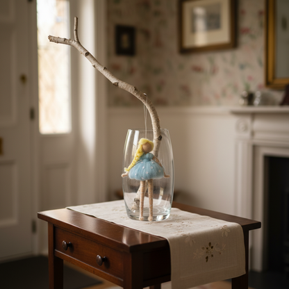 Frostlight Fairy – Handcrafted Ornament in Ice Blue Dress