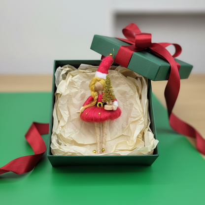 Santa Fairy – Handcrafted Christmas Ornament with Mini Tree and Gifts