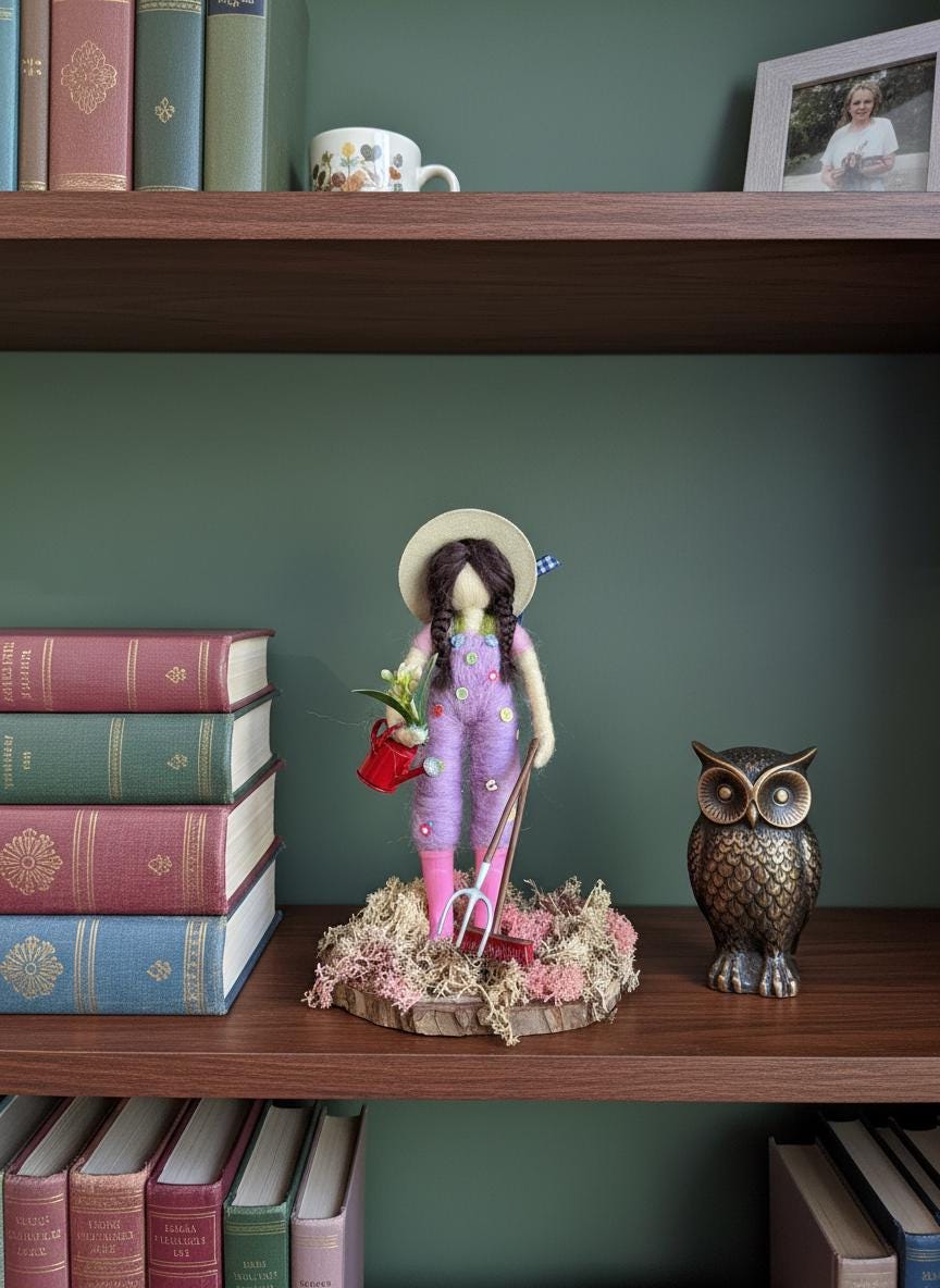 Charming British Handmade Needle Felted Gardener Figurine - Whimsical Home & Garden Decor Gift