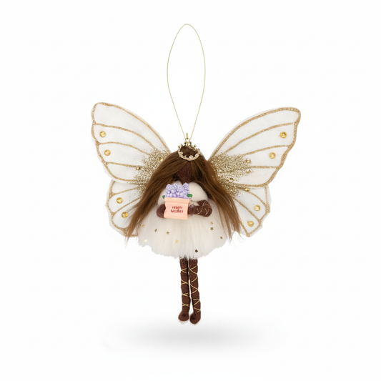 Handmade Butterfly Fairy Ornament with Best Wishes Message - Ethereal Whimsical Hanging Decoration for Nursery or Christmas
