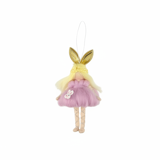 Handmade Needle Felted Bunny Fairy Ornament - Lilac Whimsical Easter Nursery Decoration