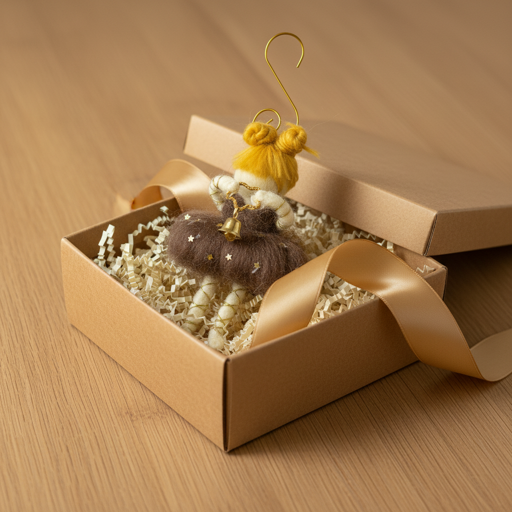 Handmade Ballerina Christmas Tree Ornament with Golden Bell - Unique Festive Decor