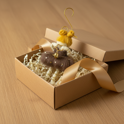 Handmade Ballerina Christmas Tree Ornament with Golden Bell - Unique Festive Decor