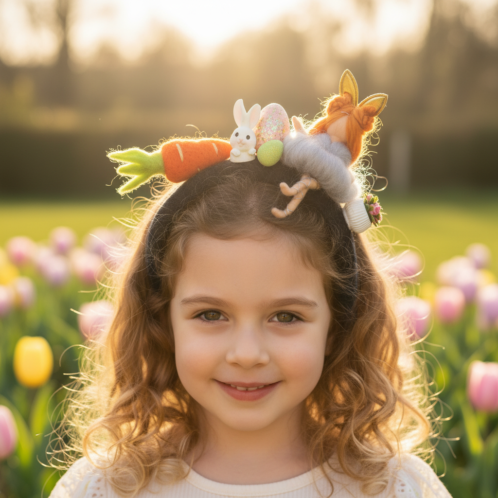 Handmade Easter Bunny and Fairy Headband - Whimsical Spring Hair Accessory for Kids and Adults