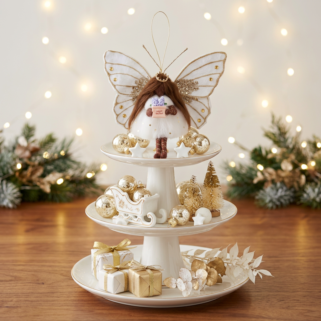 Handmade Butterfly Fairy Ornament with Best Wishes Message - Ethereal Whimsical Hanging Decoration for Nursery or Christmas