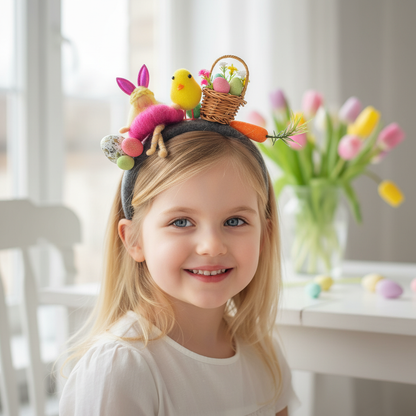Handmade Easter Chick and Bunny Headband - Whimsical Spring Hair Accessory