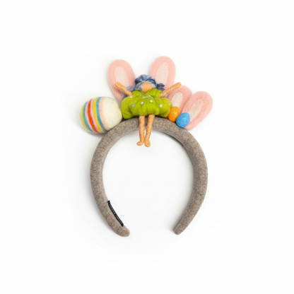 Handmade Easter Fairy and Bunny Ears Headband – Whimsical Felted Spring Hair Accessory