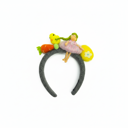 Handmade Spring Fairy and Easter Chick Needle Felted Headband