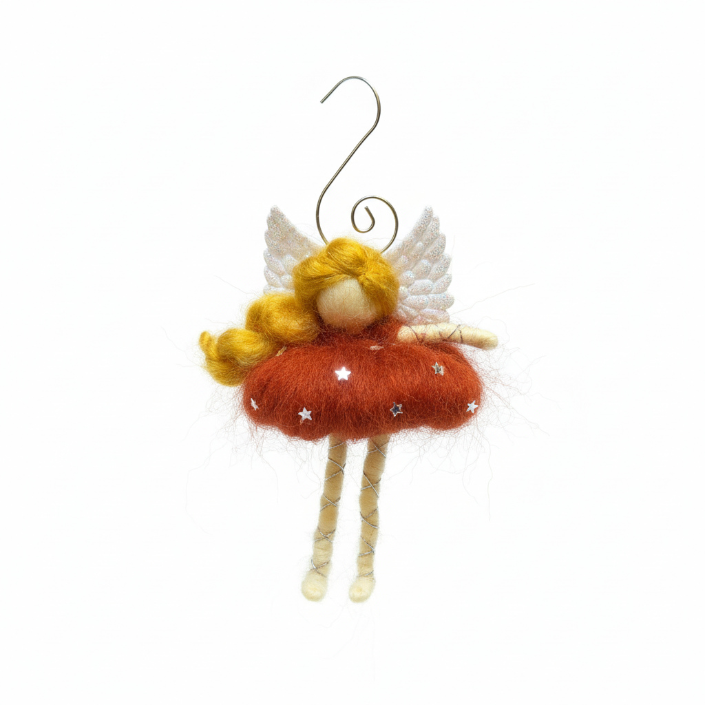 Charming Handmade Needle Felt Angel Fairy Ornament - Sparkling Christmas Decoration