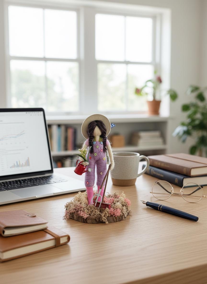 Charming British Handmade Needle Felted Gardener Figurine - Whimsical Home & Garden Decor Gift