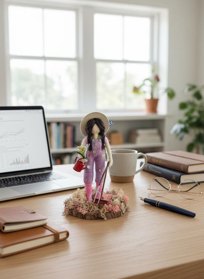 Charming British Handmade Needle Felted Gardener Figurine - Whimsical Home & Garden Decor Gift