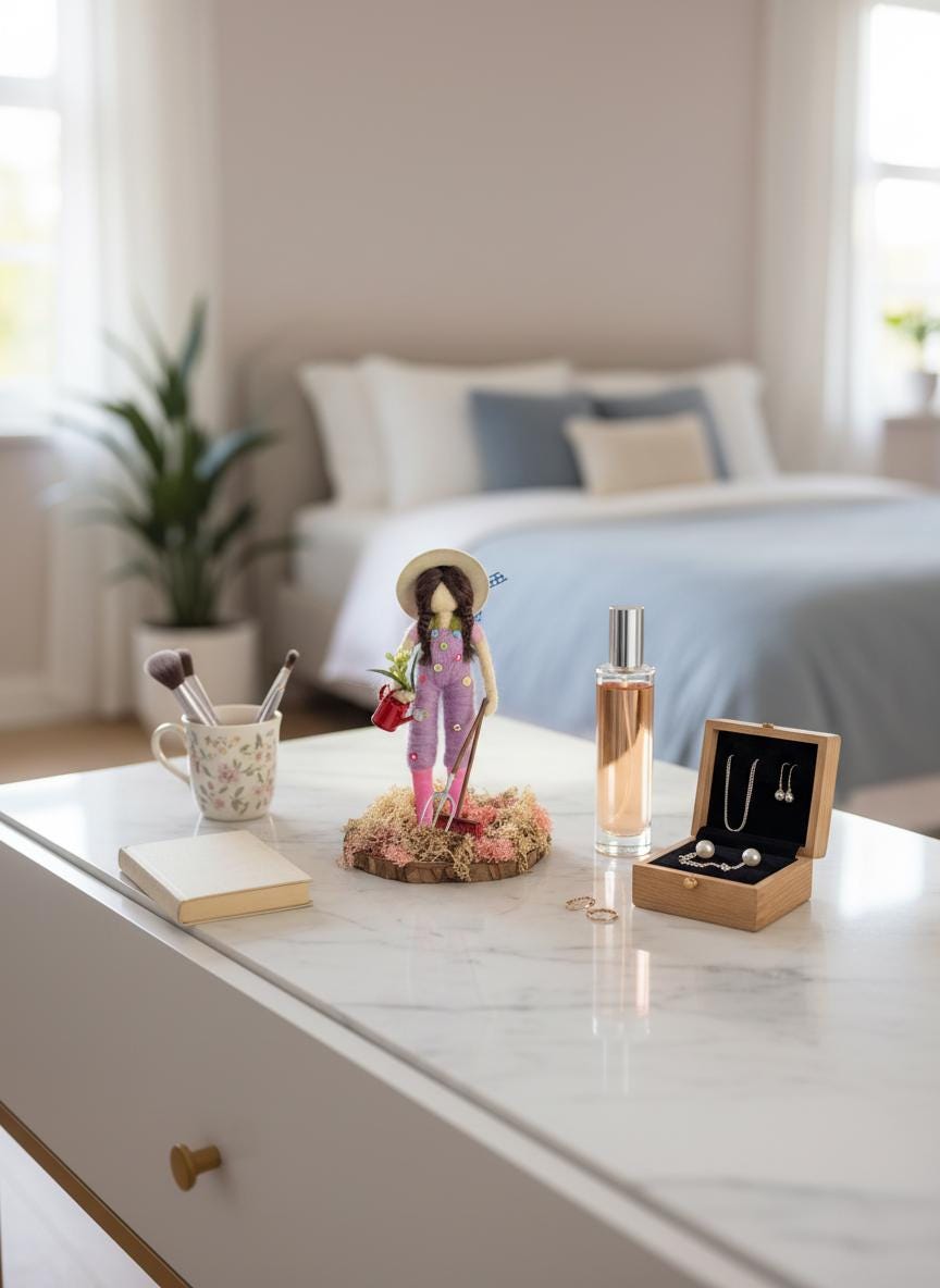 Charming British Handmade Needle Felted Gardener Figurine - Whimsical Home & Garden Decor Gift