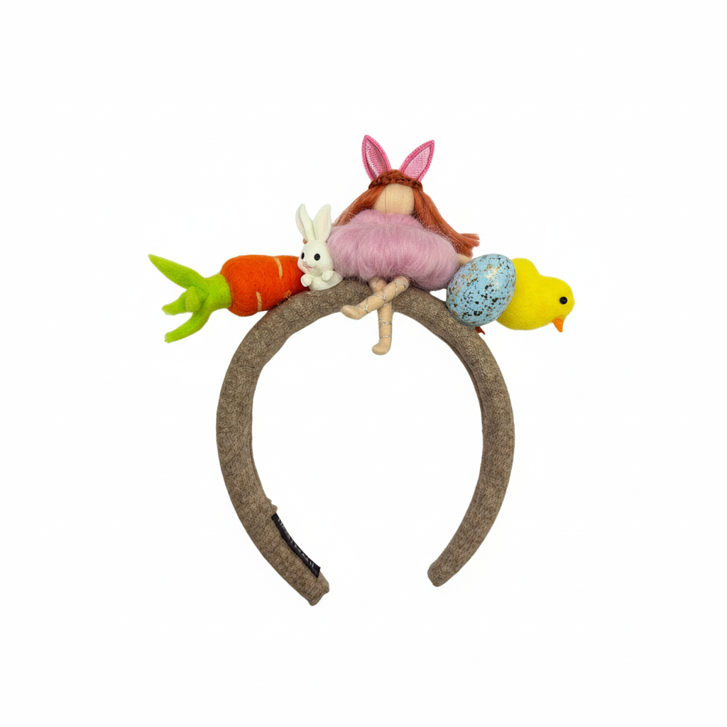 Handmade Easter Bunny and Chick Headband - Whimsical Spring Hair Accessory for Kids