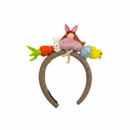 Handmade Easter Bunny and Chick Headband - Whimsical Spring Hair Accessory for Kids