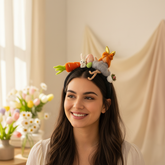 Handmade Easter Bunny and Fairy Headband - Whimsical Spring Hair Accessory for Kids and Adults
