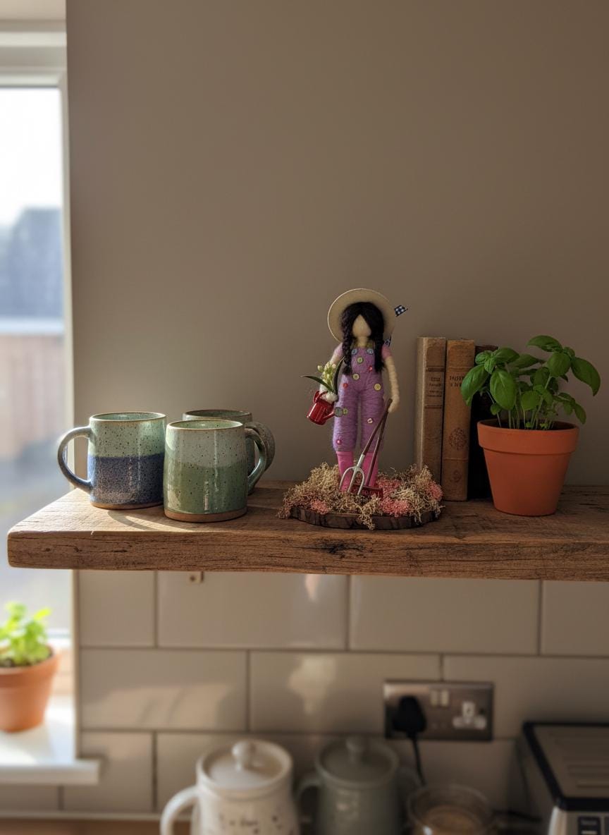 Charming British Handmade Needle Felted Gardener Figurine - Whimsical Home & Garden Decor Gift