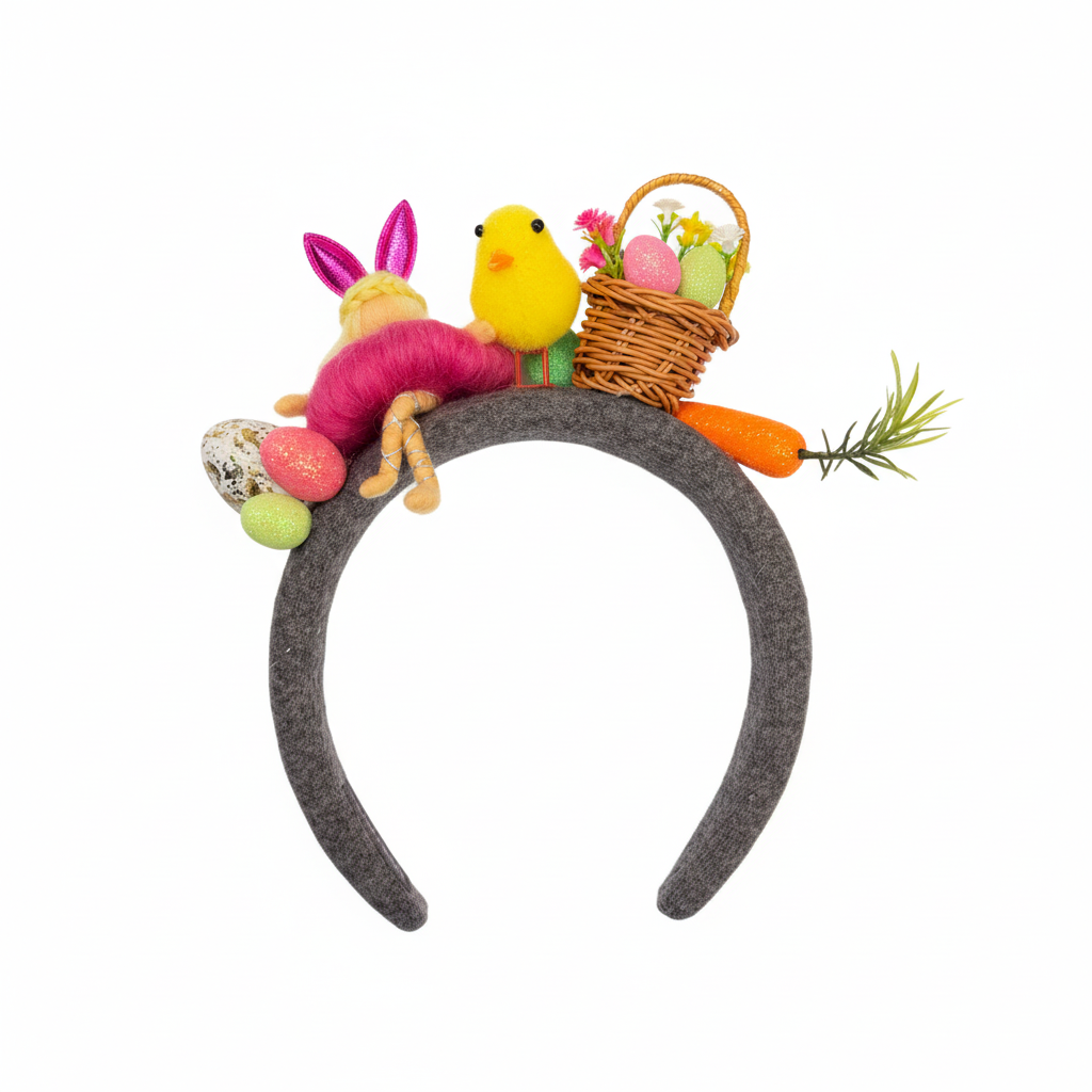 Handmade Easter Chick and Bunny Headband - Whimsical Spring Hair Accessory