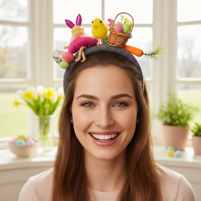 Handmade Easter Chick and Bunny Headband - Whimsical Spring Hair Accessory