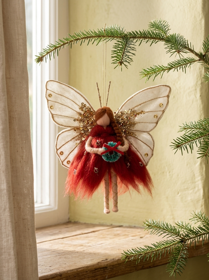 Festive Fairy Hanging Ornament with Sequined Wings