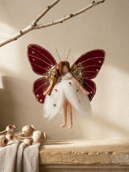 Burgundy Butterfly Fairy Hanging Ornament