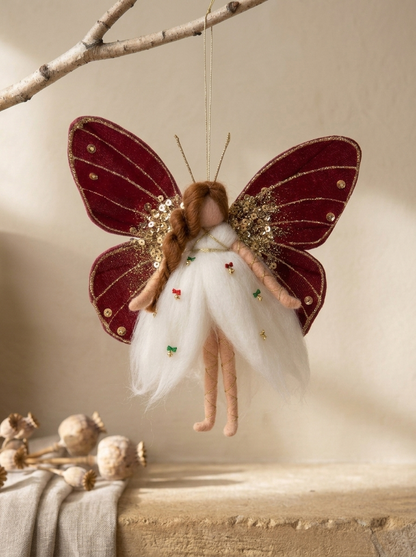 Burgundy Butterfly Fairy Hanging Ornament