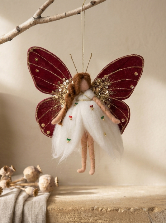 Burgundy Butterfly Fairy Hanging Ornament