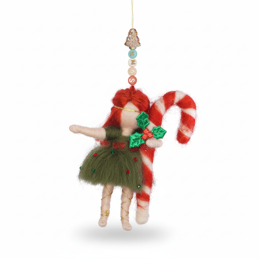 Handcrafted Christmas Felt Fairies – Holly Candy Fairy