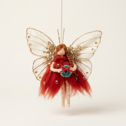 Festive Fairy Hanging Ornament with Sequined Wings