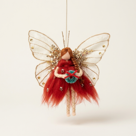 Festive Fairy Hanging Ornament with Sequined Wings